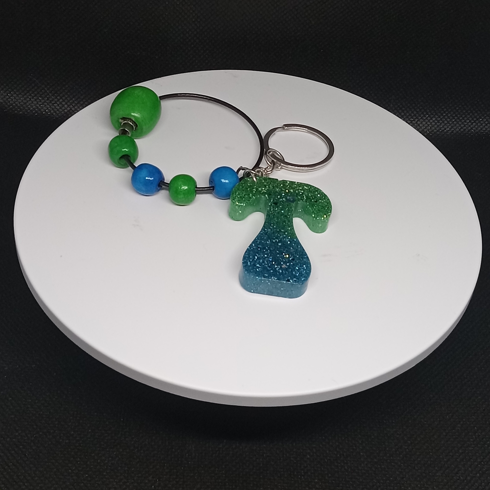 Green and Blue Letter L Keychain